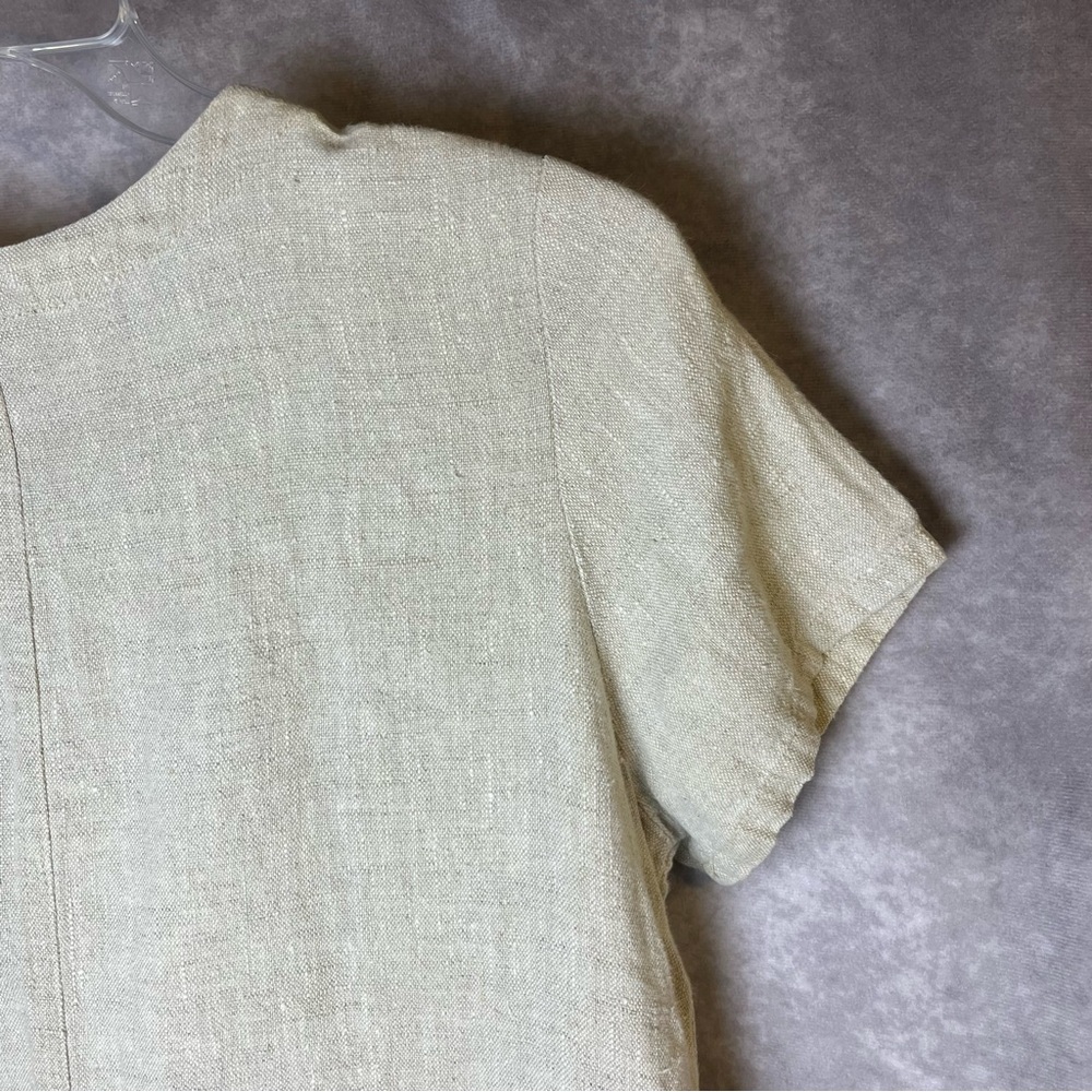 Sunbelt Beige Linen Shift Dress Summery Rustic Minimalist Medium Pockets - Picture 10 of 15